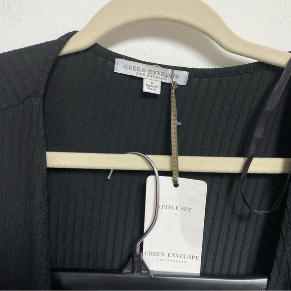 Green Envelope 2 Piece Long Ribbed Duster and Pants Size Large - Picture 3 of 9